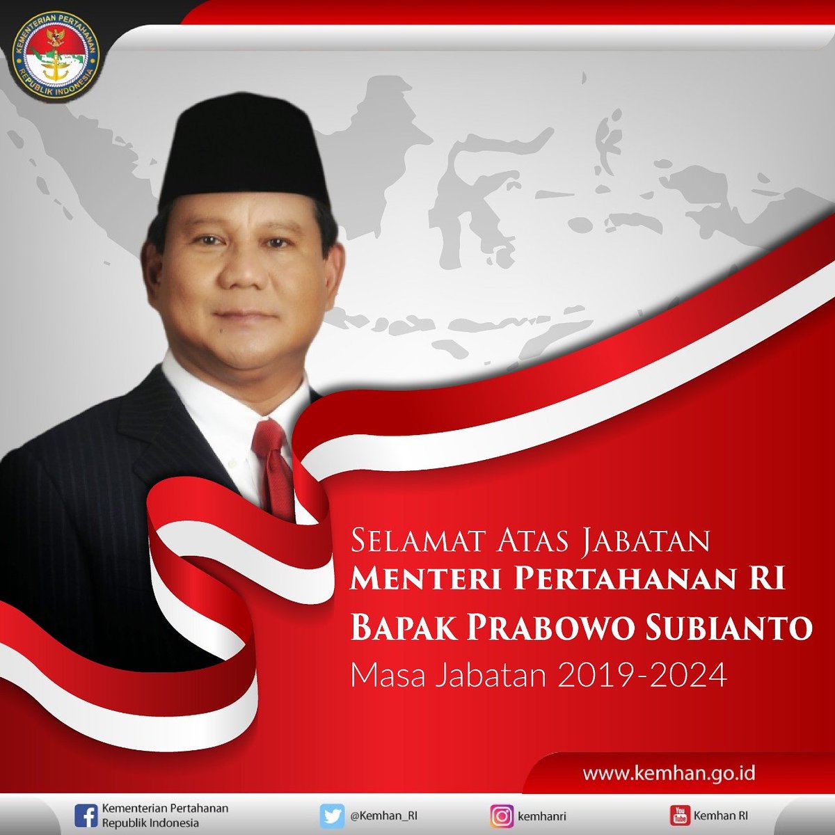 Selamat datang Bapak Prabowo Subianto @prabowo sebagai Menteri Pertahanan Republik Indonesia masa bakti periode 2019-2024. #Kemhan