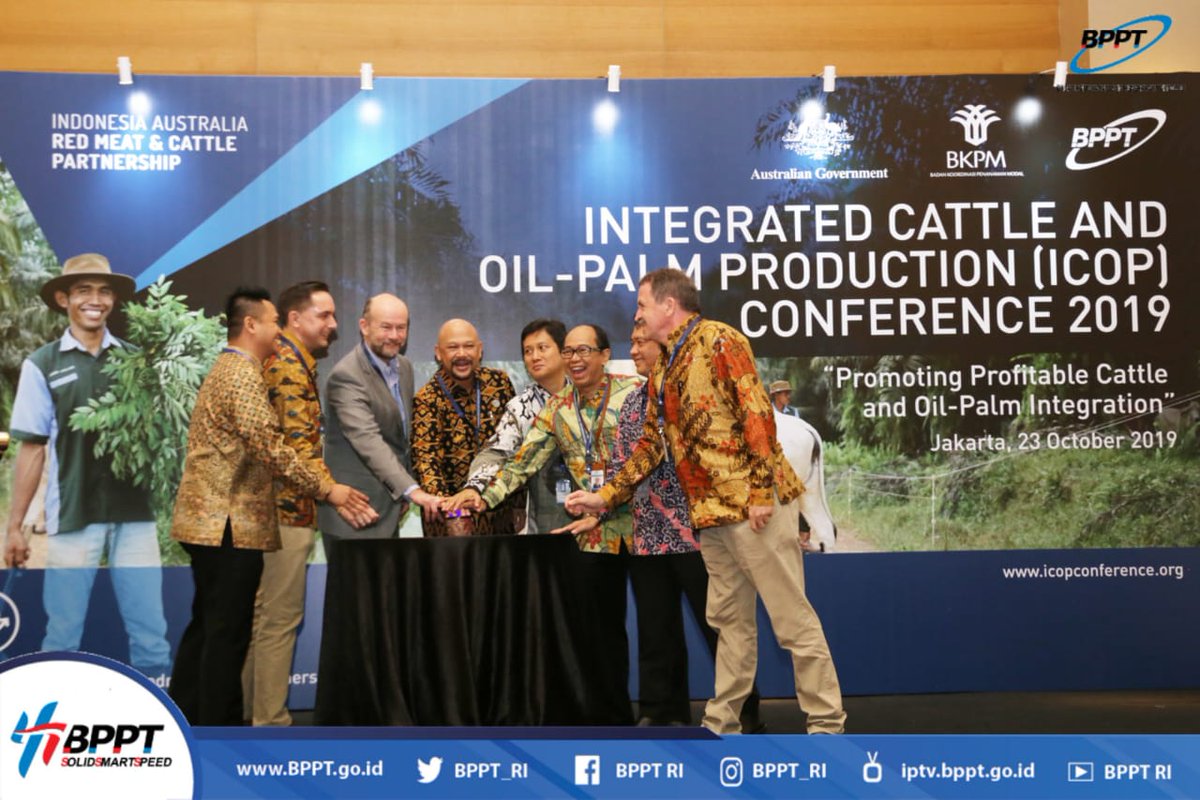 BPPT_RI's tweet photo. BPPT gelar konferensi #ICOP2019 (Integrated Cattle and Oil-Palm Production) di Jakarta (23/10). Acara ini bertujuan untuk mengkaji berbagai hasil penelitian&amp;pengalaman dari akademisi serta pelaku industri dlm upaya melakukan integrasi produksi sapi-kelapa sawit yg menguntungkan https://t.co/azXoOZbFol