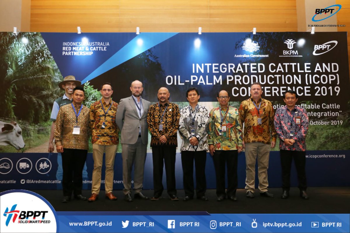 BPPT_RI's tweet photo. BPPT gelar konferensi #ICOP2019 (Integrated Cattle and Oil-Palm Production) di Jakarta (23/10). Acara ini bertujuan untuk mengkaji berbagai hasil penelitian&amp;pengalaman dari akademisi serta pelaku industri dlm upaya melakukan integrasi produksi sapi-kelapa sawit yg menguntungkan https://t.co/azXoOZbFol