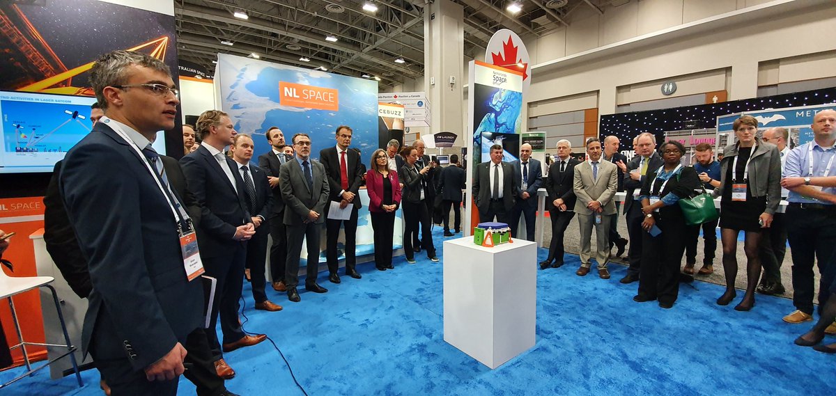 LunarZebro's tweet photo. Today, the Dutch #SpexOne instrument consortium welcomed #NASA at the #NLSpace booth at #iac2019 to celebrate the international collaboration on the PACE mission. We are very proud to be part of this exciting programme! https://t.co/a14COi7iEl