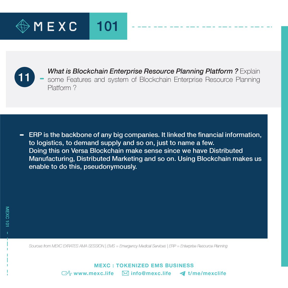 mexc_life's tweet photo. MEXC 101 #11
Enterprise Resource Planning on Versa.
#Blockchain #CryptoNews #MEXC #ERP #Versa #MEXConomy https://t.co/34GPwysurc