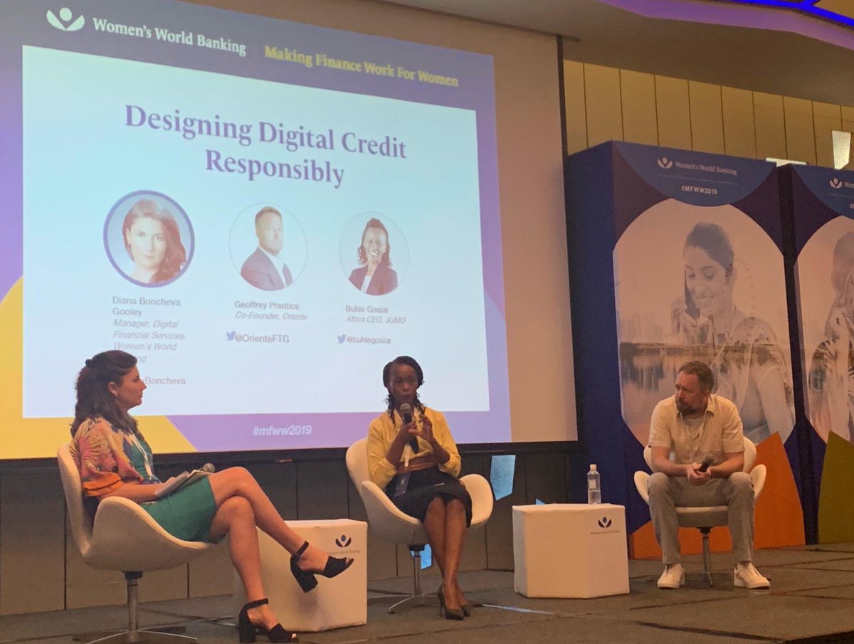 OrienteFTG's tweet photo. “Digital amplifies things happening in the real world. With #digitalcredit you get both #financialaccess and #privacy. But the negatives are pronounced as well, loke #debtshaming. So it’s important to take a closer look.” @buhlegoslar at #MFWW2019 in discussion with @GPrentice9 https://t.co/PwFsYIr40e