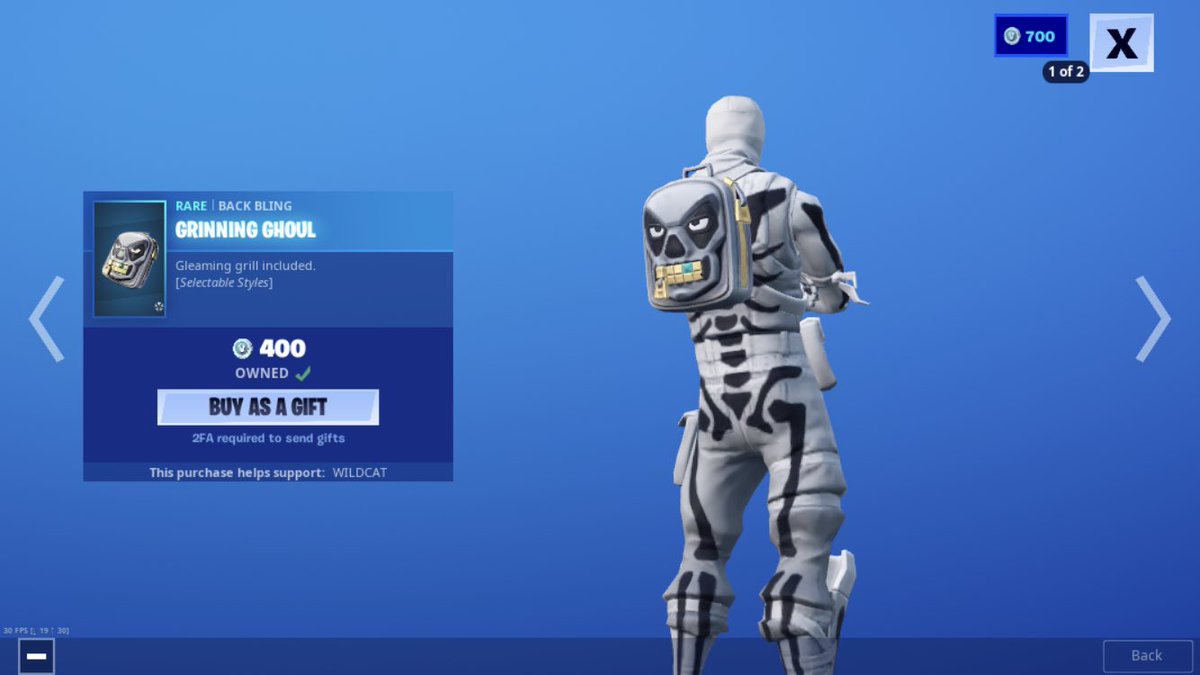 BlxxmInHxvn's tweet photo. Just bought skull trooper and the new back bling and I used #CODEWILDCAT @I_AM_WILDCAT https://t.co/oOoKBfbfem