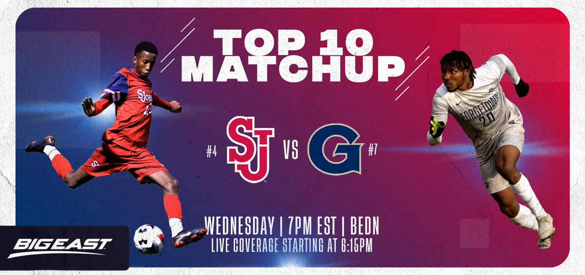 Hey <a href="/NCAASoccer/">NCAA Soccer</a>, Good Morning! We've got 1 question for you - ARE. YOU. READY? 

<a href="/StJohnsMSoccer/">St. John's Men’s Soccer</a>. <a href="/GUHoyasMSoccer/">Georgetown Men’s Soccer</a>. TONIGHT. 

Grab the 🍿. #BEfutbol