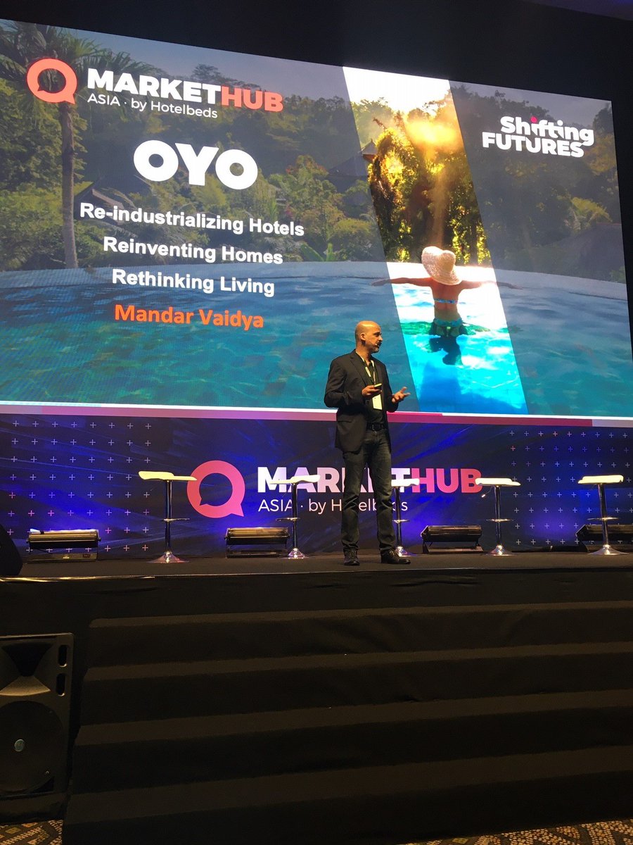 “The mission of <a href="/oyorooms/">OYO</a> is to create quality living spaces.” Mandar Vaidya, CEO for Southeast Asia and Middle East at OYO #Mhub19
