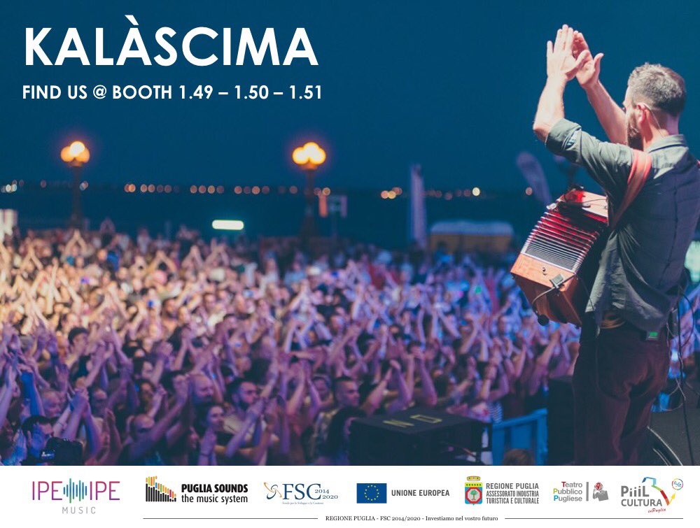 TAMPERE CALLING!!
Meet our Manager <a href="/domenicocoduto/">Domenico Coduto</a> at @womex October 23rd to 25th
BOOTH <a href="/Puglia_Sounds/">Puglia Sounds</a> 1.49 - 1.50 - 1.51
#kalascima #weareinpuglia #pugliasounds #pugliasoundsexport