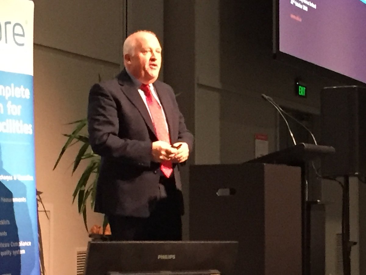 Tadhg presenting at the New Zealand Aged Care conference in Wellington , NZ. Did a super job !!