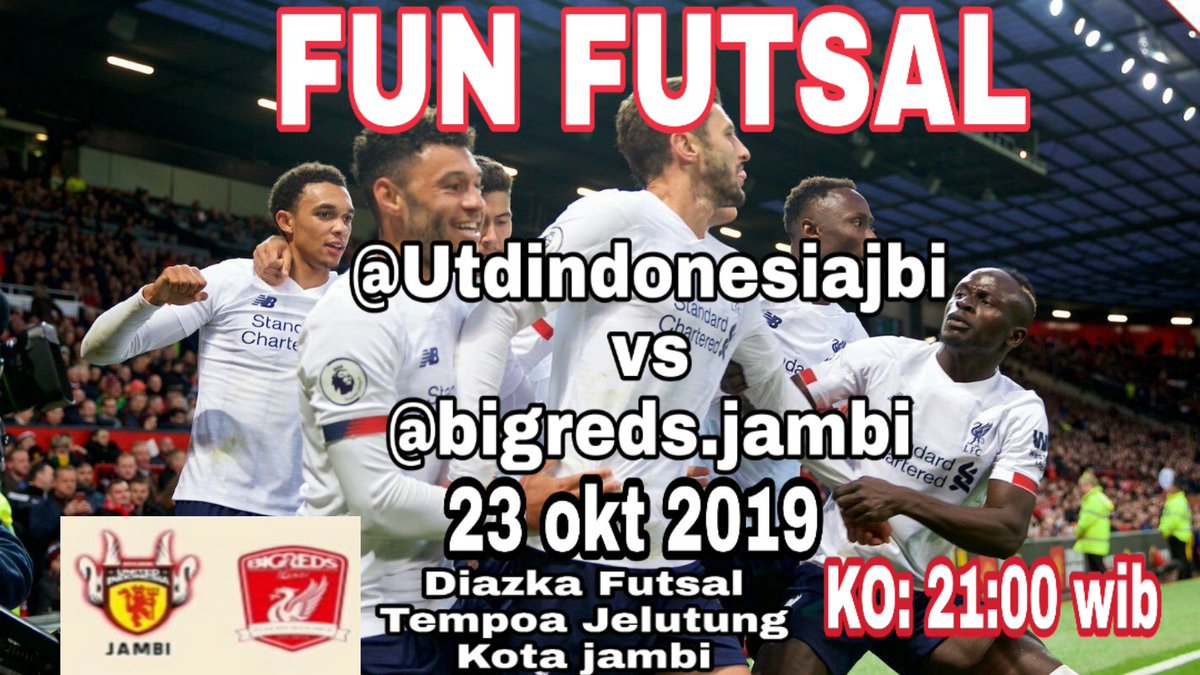 Fun FutsaL
<a href="/UtdIndonesiaJBI/">UtdIndonesia Jambi</a>
Vs <a href="/BIGREDS_DJB/">BIGREDS JAMBI</a>
📆: Rabu, 23 Oct 2019
⌚: 21:00 WIB Ontime
🏟: @diazka_futsal
💵: 15k / disesuaikan
👕: All Member &amp; Non membr Bigreds Jambi
#brjambi #liverpool #sparingfutsal #futsal #jambi #bigreds #anakbigreds #funfutsal #lfc #wegoagain #YNWA