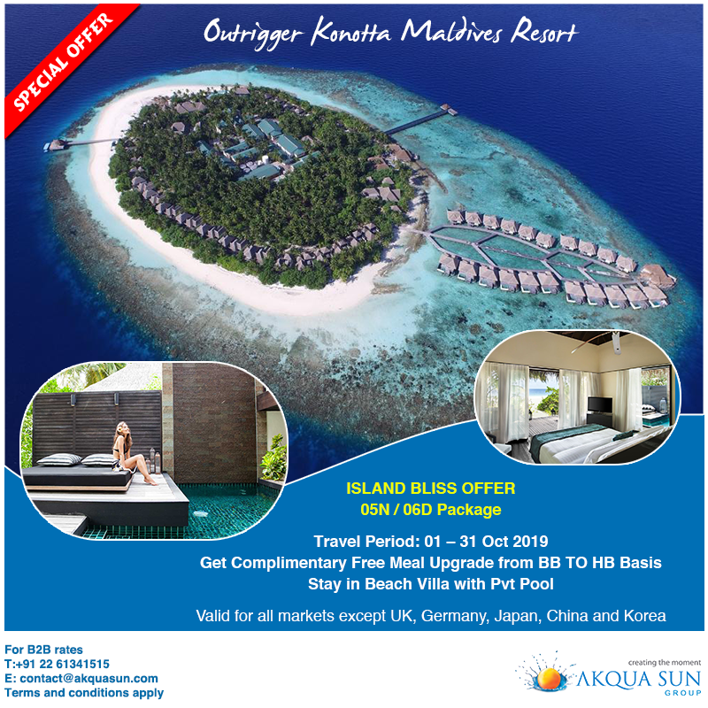 Akqua_Sun_Group's tweet photo. #OutriggeKonottaMaldives
Resting within the #crystal waters of Gaafu Dhaalu Atoll, Outrigger Konotta #Maldives #Resort #offers you complete privacy and intimate #luxury. 
#travel #travelagent #vacation #holiday https://t.co/1CPGOtBPT0
