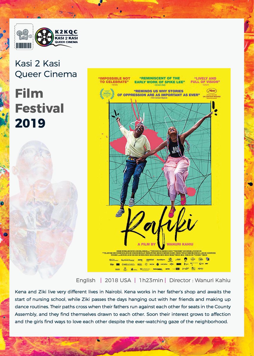 Kasi2Kasi Queer Cinema, line up. Watch. Engage. Change. All screenings are free, Bloemfontein 26 October Botshabelo Multi Purpose Centre E Section. #k2kqc2019