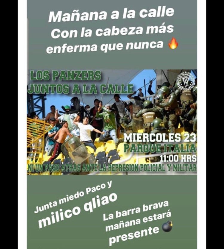 marcelasalome's tweet photo. #Valparaíso ojalá que @swanderers @JorgeSharp intervengan para que la manifestación de mañana sea en paz y no con este tipo de llamados #lospanzer ya Valpo no aguanta más destrucción https://t.co/hUFwFZEL8a