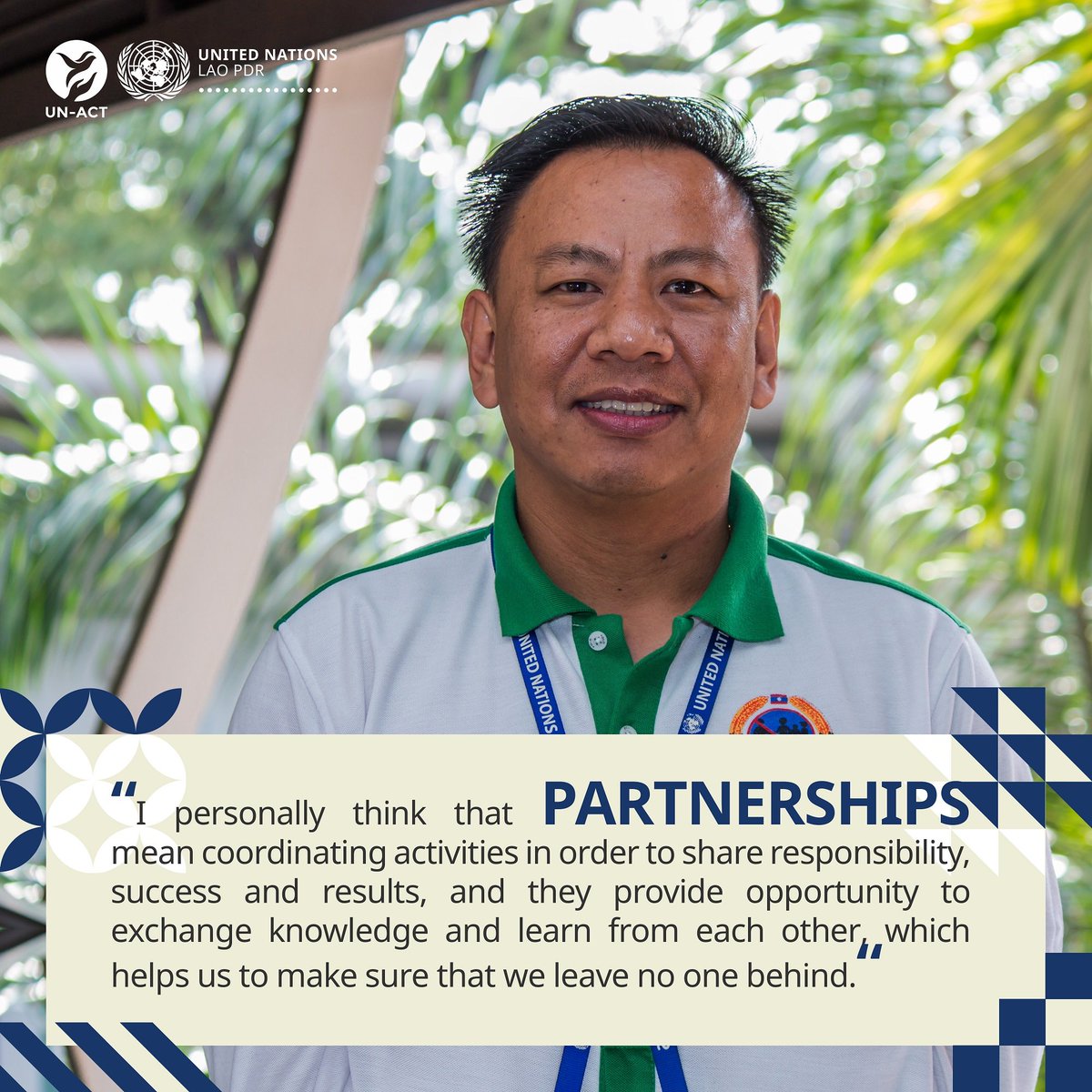 UNinLaoPDR's tweet photo. Why are #Partnerships important in our activities? Our colleague Phadsada Chanthavong at @UN_ACT #Laos explains:

#WeAreDevelopment #UNDay #OneUN #GlobalGoals https://t.co/ALjKjjZGOb