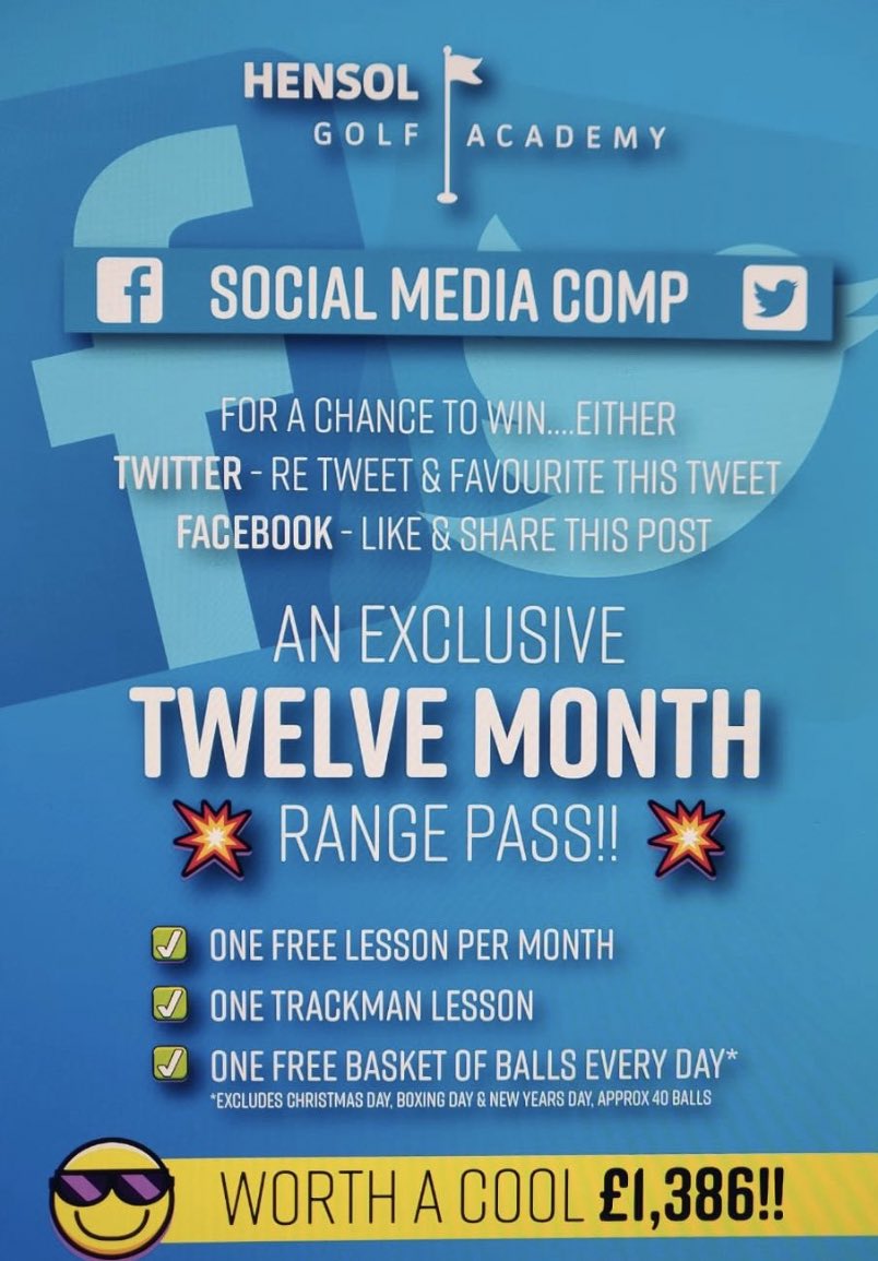🚨🚨🚨COMPETITON TIME🚨🚨🚨

Win a years worth of range balls &amp; lessons at Hensol Golf Academy worth a cool £1386!!

All you need to do is RT &amp; FAV post.

Winner will be announced 31st of December.

Good luck everyone!

P.S which mate needs to improve their game 😂