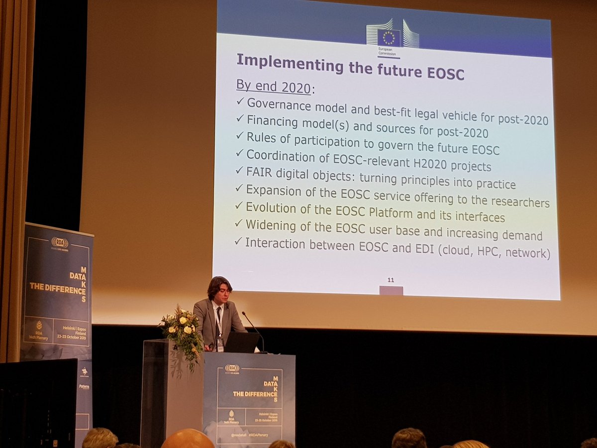 A. Veispak: Key #EOSC elements to be implemented by 2020: #governance #financial models+ legal vehicle, rulesofparticipation, stakeholders coordination, expansion of platform with new services #national #thematic for new users and their uptake, coop with #HPC #GEANT #RDAPlenary