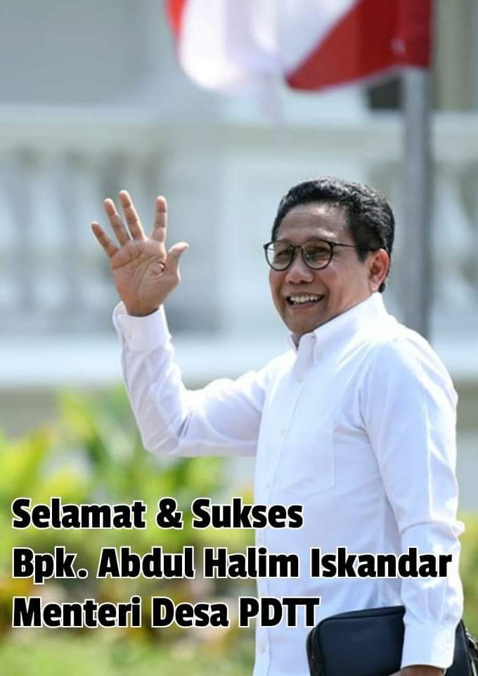 #PakHalimHolopisKuntulBaris
Selamat &amp; Sukses 
Gus Abdul Halim Iskandar sebagai Menteri PDTT RI.
Ta'zim dari kami warga Lebong-Bengkulu kepada
#PakHalimHolopisKuntulBaris kepada <a href="/jokowi/">Joko Widodo</a>
#TPPIBengkulu
<a href="/jokowi/">Joko Widodo</a> 
<a href="/halimiskandarnu/">ABDUL HALIM ISKANDAR</a> 
@panji_pradana99