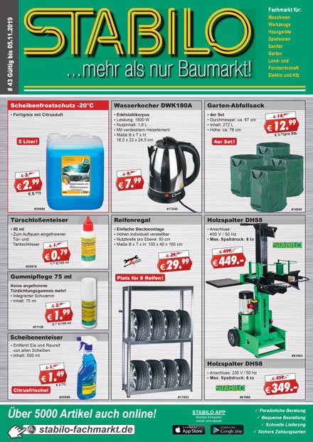 Stabilo Werbeprospekt KW 43 - gültig vom 23.10.2019 bis 05.11.19. Die Angebote aus unserem neuen Werbeprospekt sind online: stabilo-fachmarkt.de/aktuelle-werbu…