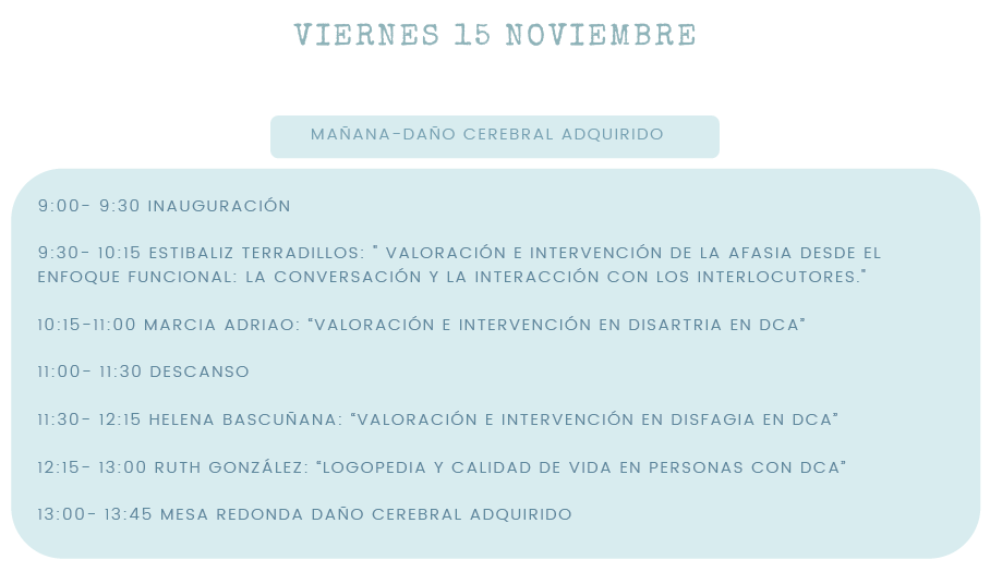danocerebralgal's tweet image. O #danocerebral vai estar presente nas II Xornadas Internacionais do @CPLGA!
Falarase de #afasia, #disartria ou #disfaxia, e Ruth González, logopeda de #Sarela, fará unha intervención sobre #calidadedevida e #DCA
📌 15 e 16 de novembro na #Coruña
➡️ cplga.es/formacion/ofer…