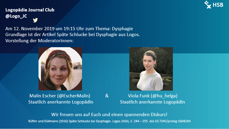 Logo_JC's tweet photo. Nächster #Logo_JC am 12. November 2019 um 19.15 Uhr! Thema sind späte Schlucke bei Dysphagie. Als Grundlage für den Diskurs dient der Artikel Späte Schlucke bei Dysphagie.
https://t.co/diVduDuSXn
@W_Scharff
@HSB_logo_ATW
@dbl_eV
#Dysphagie
#Geriatrie
#Pflege 
#Neurologie https://t.co/WrV4bnOzpO