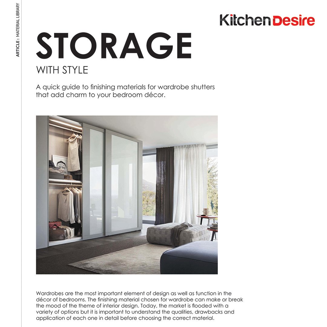 KitchenDesire's tweet photo. A quick guide to finishing materials for wardrobe shutters that add charm to your bedroom décor.
#wardrobeShutters #StorageGuide #StorageSolutions #MaterialLibrary https://t.co/naGrvJuxGn