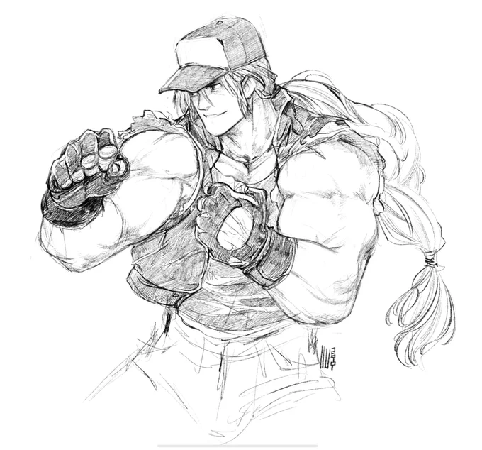 I did a sketch of the Buster Wolf before bed (and listening to @maximilian_ `s Terry Bogard legacy playthrough✌️)

#terrybogard #areyouokay Drawn in @Procreate 