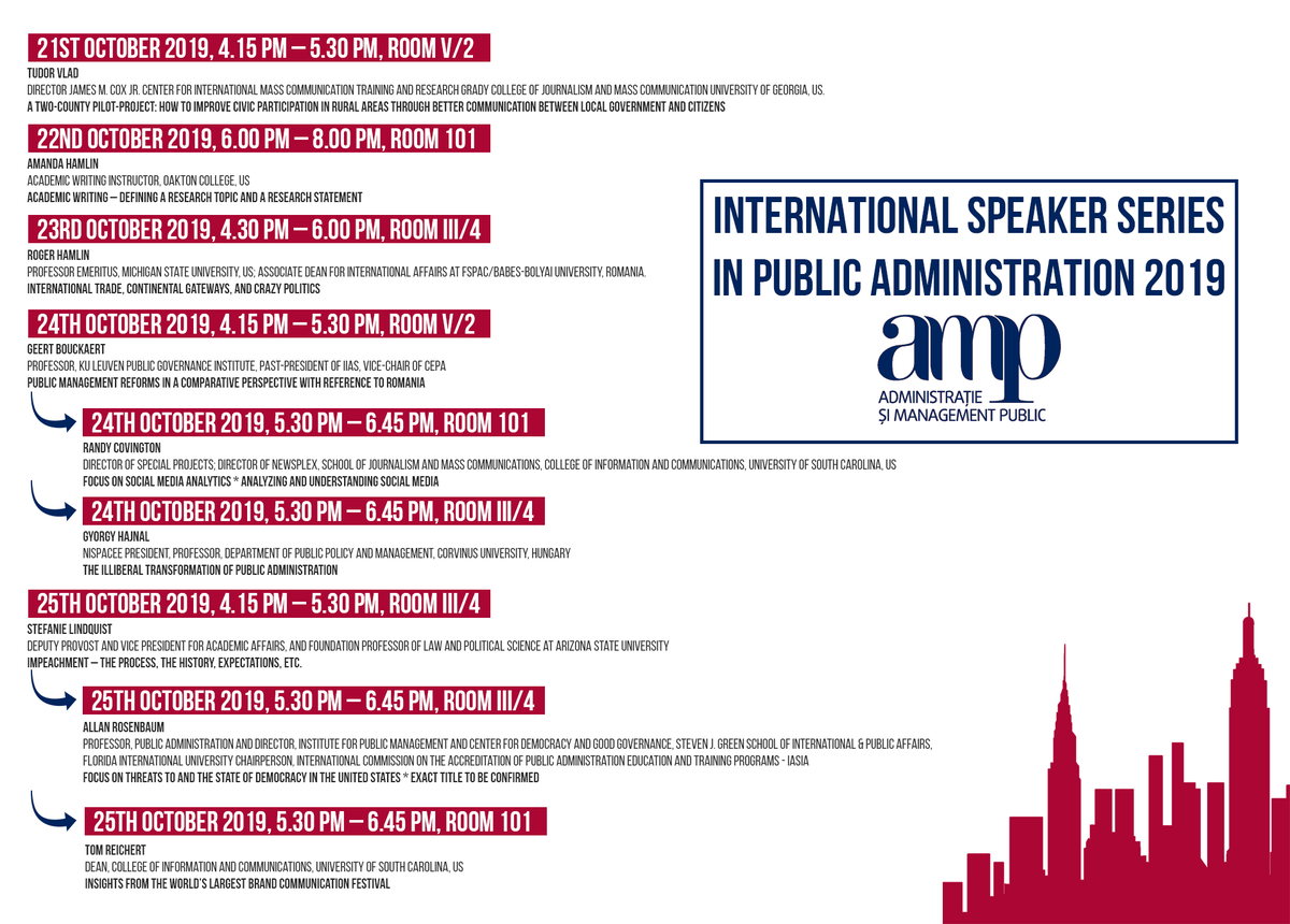 FabienneMaron's tweet photo. From 21 to 27 October, 2019, #fspac is hosting the Transylvanian International Conference in Public Administration, 4th edition.
@IIAS_IISA https://t.co/q9WNRPVG3u
