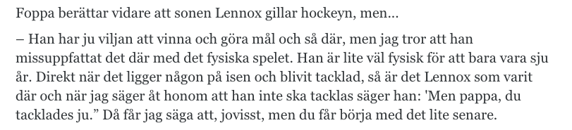 antonsalll's tweet photo. Otroligt väntad utveckling på peter forsbergs son lennox https://t.co/RWtj0tb4ux