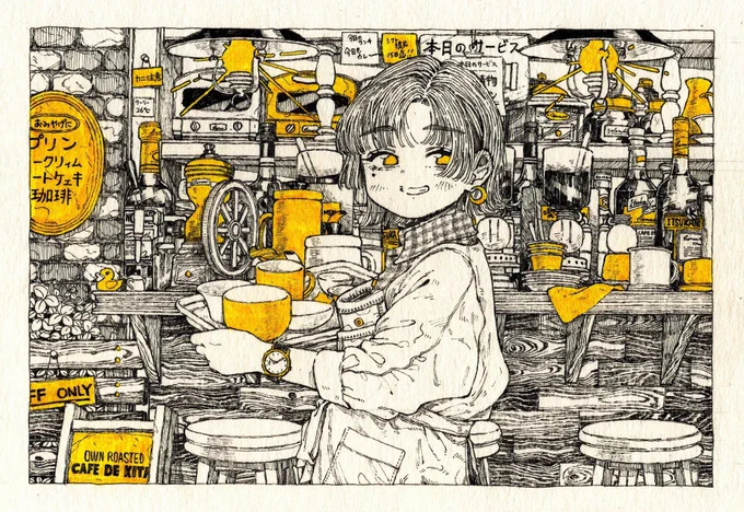 #俺の描き込みを見てくれ アナログペン画材で髪、服、背景、劣化…全てにおいて描き込んでいます。 