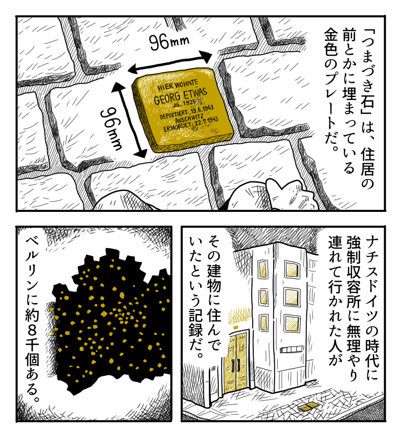 「ベルリンうわの空」でも、第12話でStolpersteinについて描きました。 