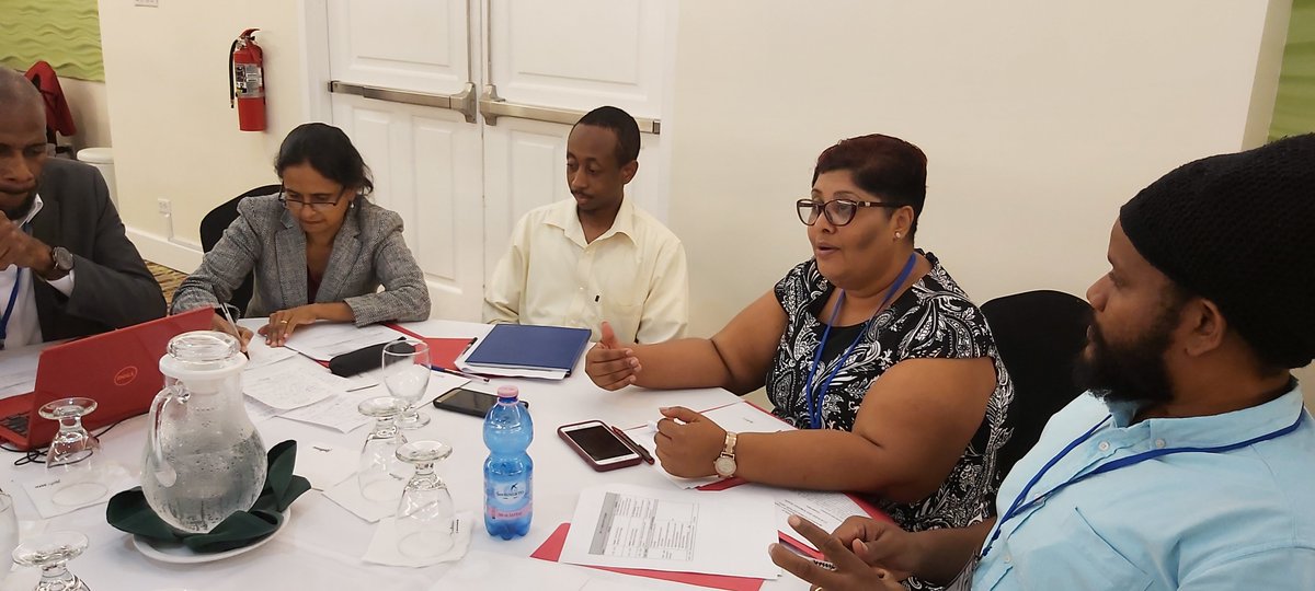Participants of the #ClimateFinance4Ag regional workshop discuss key issues and findings from case studies on the Nationally Determined Contributions of Jamaica 🇯🇲 and Guyana 🇬🇾. The NDCs are country commitments coming from the #ParisAgreement to adapt to #climatechange🌡⛈🌪