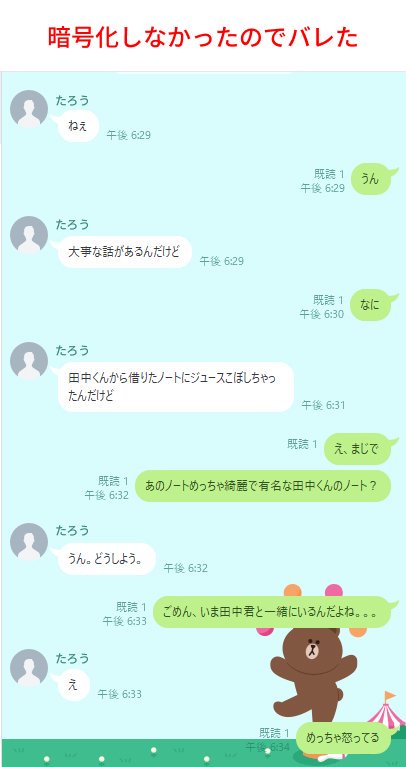 Twitter 上的 ないしょ君 秘密の暗号作成 解読アプリ 714 ないしょ みなさんlineで会話してるときに誰かに見られてうっかり秘密が漏れちゃうことってありませんか 暗号化して相手に伝えると伝えたい相手にだけ伝えられますよ T Co Or0kmuqsq3