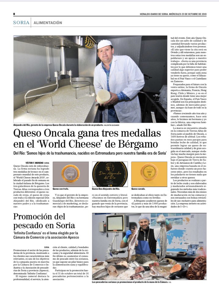 QuesOncala's tweet photo. #Muchasgracias @heraldosoria @diariodesoria #quesoncala #medallas @WorldCheese #WorldCheeseAwards #Bergamo #Italia #QuesoCurado #QuesoTrufaNegra #EdicionEspecialDonAlejandrodelRío https://t.co/QJJLTwIO6a