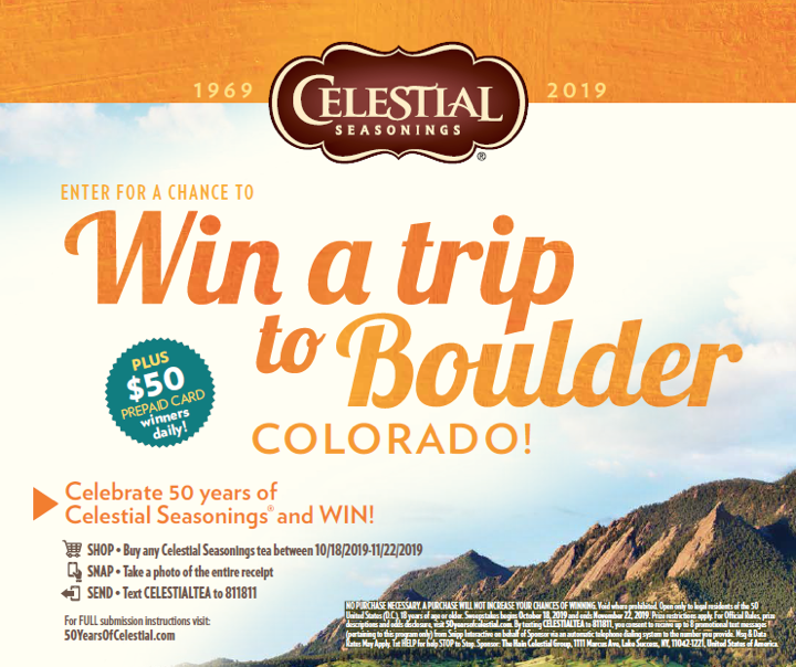 TheNewClassy's tweet photo. #ad SWEEPSTAKES ALERT! Enter for a chance to win daily prizes or the Grand Prize, a trip to Boulder, Colorado, courtesy of @CelestialTea! https://t.co/Ug26DUkI9f #50yearsofcelestial #celestialseasonings #CollectiveBias
@Walmart
Learn more here ---> https://t.co/Xs5chhVuCK https://t.co/j3VX7LgPix