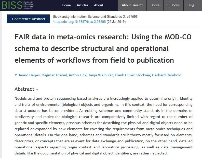 GFBio_eV's tweet image. In his talk  @Biodiversity_Next 's symposium #ST15 Janno Harjes from @unibt mentions GFBio as MOD-CO*  compliant data broker  (* "meta-omics data of collection objects"). 

doi.org/10.3897/biss.3…

#metaomics #FAIRData #BiodiversityNext