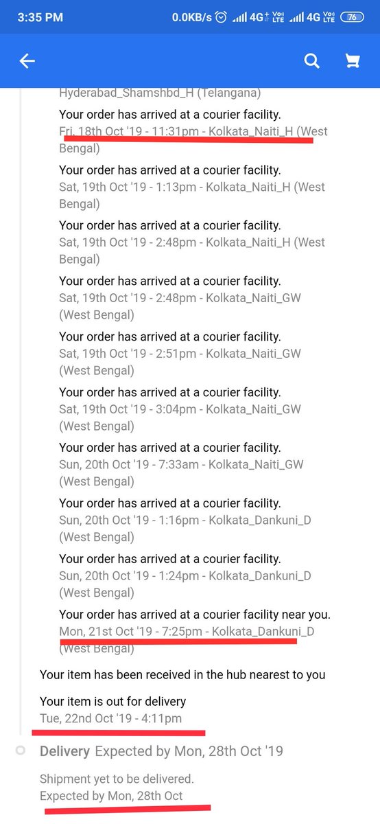 I_am_Medda's tweet photo. Order ID - OD116792808797832000
Order date : 15.10.19
Delivery date : 22.10.19
But till not delivered...
Can u @flipkartsupport @Flipkart answer when it will be delivered. https://t.co/MW1TawcYx5