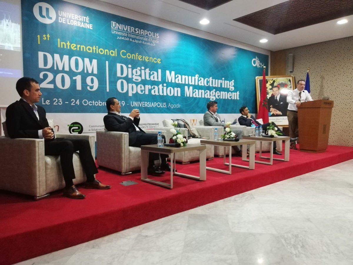 DITEX_UL's tweet photo. Ouverture de la conférence #DMOM19 par Aziz Bouzkilane et @MajdoulineIlias de @UniversiapolisA et @RezgNidhal @JulienZins57 de @DITEX_UL @Univ_Lorraine avec l’excellente présentation du portfolio #DELMIA #ORTEMS #APRISO #QUINTIQ par Henri Berringer de @3DSfrance @Dassault3DS https://t.co/K8Xhfkg24h