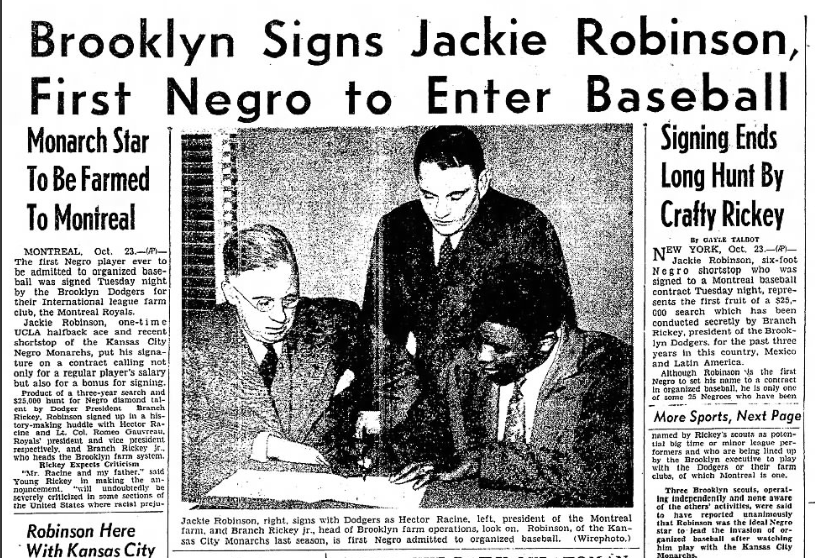 jackie robinson signing contract
