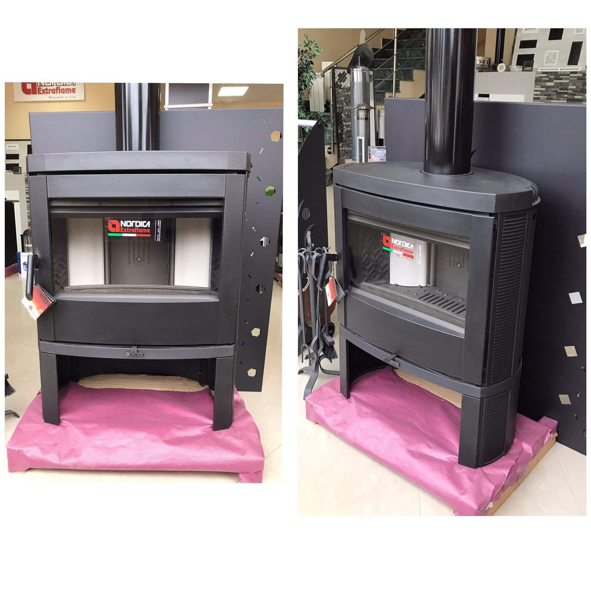 Disalcli's tweet photo. Estufa completamente de hierro fundido esmaltado de alto rendimiento térmico. Posibilidad de carga de leña de 50cm!, potencia 9,2kW-M y volumen calefactable de 215m3! #disalcli, #biomasa, #leña, #lanordicaExtraflame, #casa, #CasadeCampo, #invierno, #FelizMiercoles https://t.co/K0RxmFz2pd