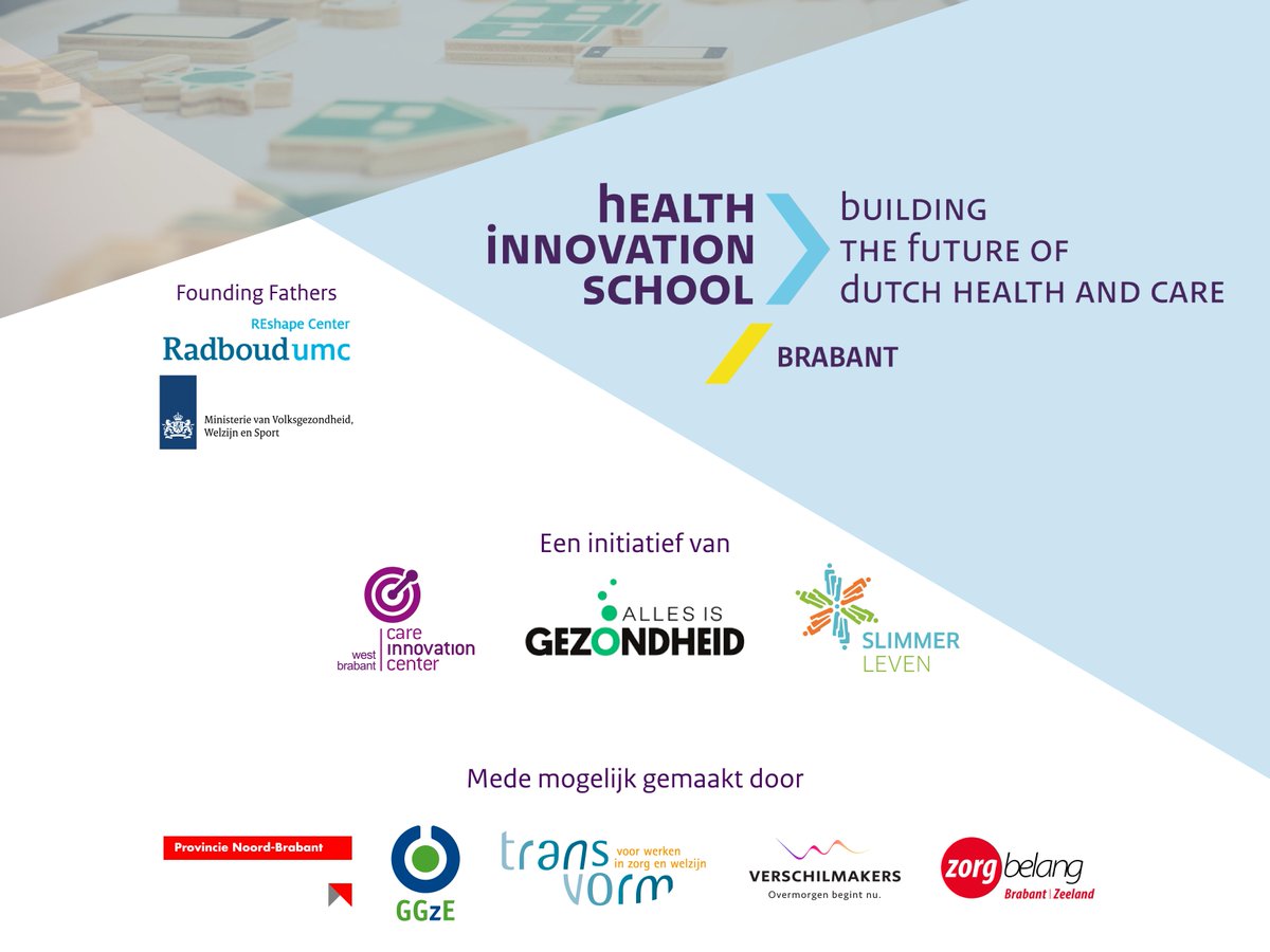 HealthInnSchool's tweet photo. Health Innovation School Brabant start in januari 2020 ❤️ en wordt georganiseerd door @AiGezondheid @CICWestBrabant en @SLZorgInnovatie Aanmelden kan tot 15 november, meer info:  https://t.co/GqIEXVQEBh https://t.co/kD0eDYjns0