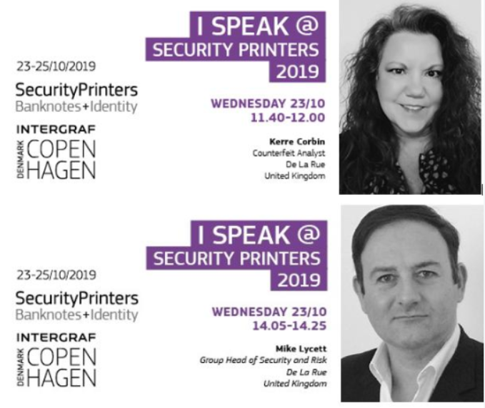 DeLaRuePlc's tweet image. Kerre Corbin speaking on “Advance in commercial digital print technology and the implications for security printers.” &amp;amp; Mike Lycett speaking on “Why choose the ISO14298? A customer point of view.” @Intergraf  #securityprinters #Haveyoursay