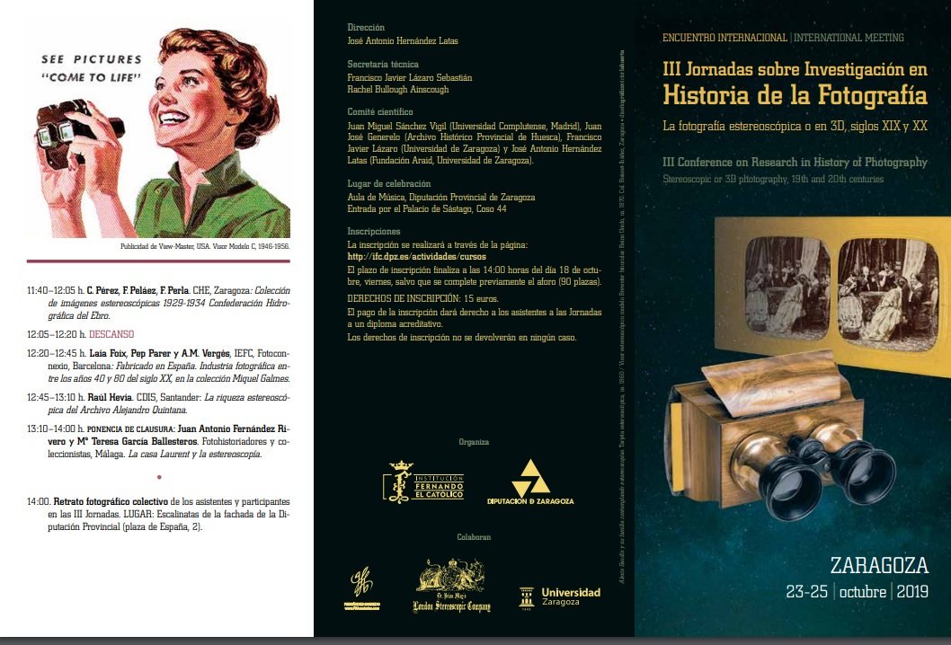 ARAID_ES's tweet photo. Desde hoy y hasta el 25 de Octubre tienen lugar las "III Jornadas sobre investigación en historia de la fotografía" dirigidas por el investigador @ARAID_ES José A. Hernández Latas que además dará su ponencia el día 24 a las 17:00 @unizar @DPZaragoza 
➡️https://t.co/nZJpEHQLs0 https://t.co/XBi9MBYRM4