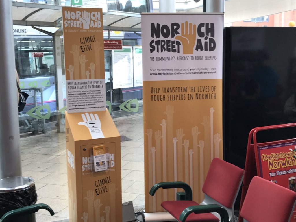Following the launch of #NorwichStreetAid earlier this month you can now make donations via card or phone at Norwich Bus Station <a href="/konectbuses/">Konectbus</a> to help transform the lives of rough sleepers in the city #pathwaysnorwich 
For more information please visit bit.ly/2N4VS07