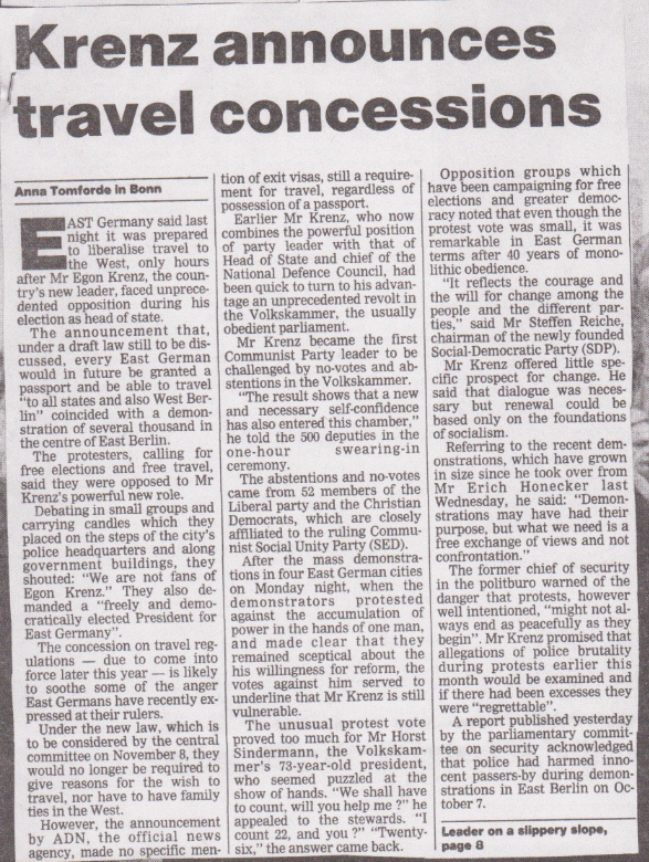 EastArchive's tweet photo. 30 years ago: Neues Deutschland and The Guardian report proposals for major new travel concessions. #Eastgermany, #EGSA, #PopularProtest https://t.co/Xf8WqJhdx8
