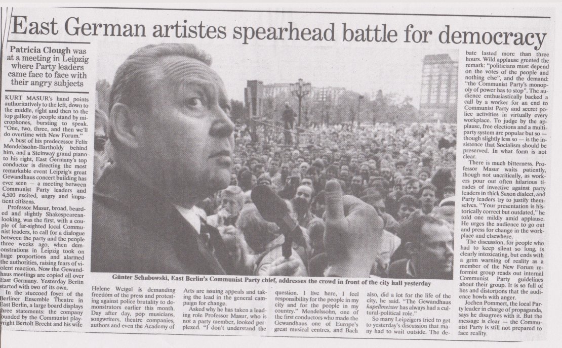EastArchive's tweet photo. 30 years ago: The Independent reports on further signs of dialogue and ever-larger demonstrations. #EastGermany, #EGSA, #PopularProtest https://t.co/W31aORRAhw