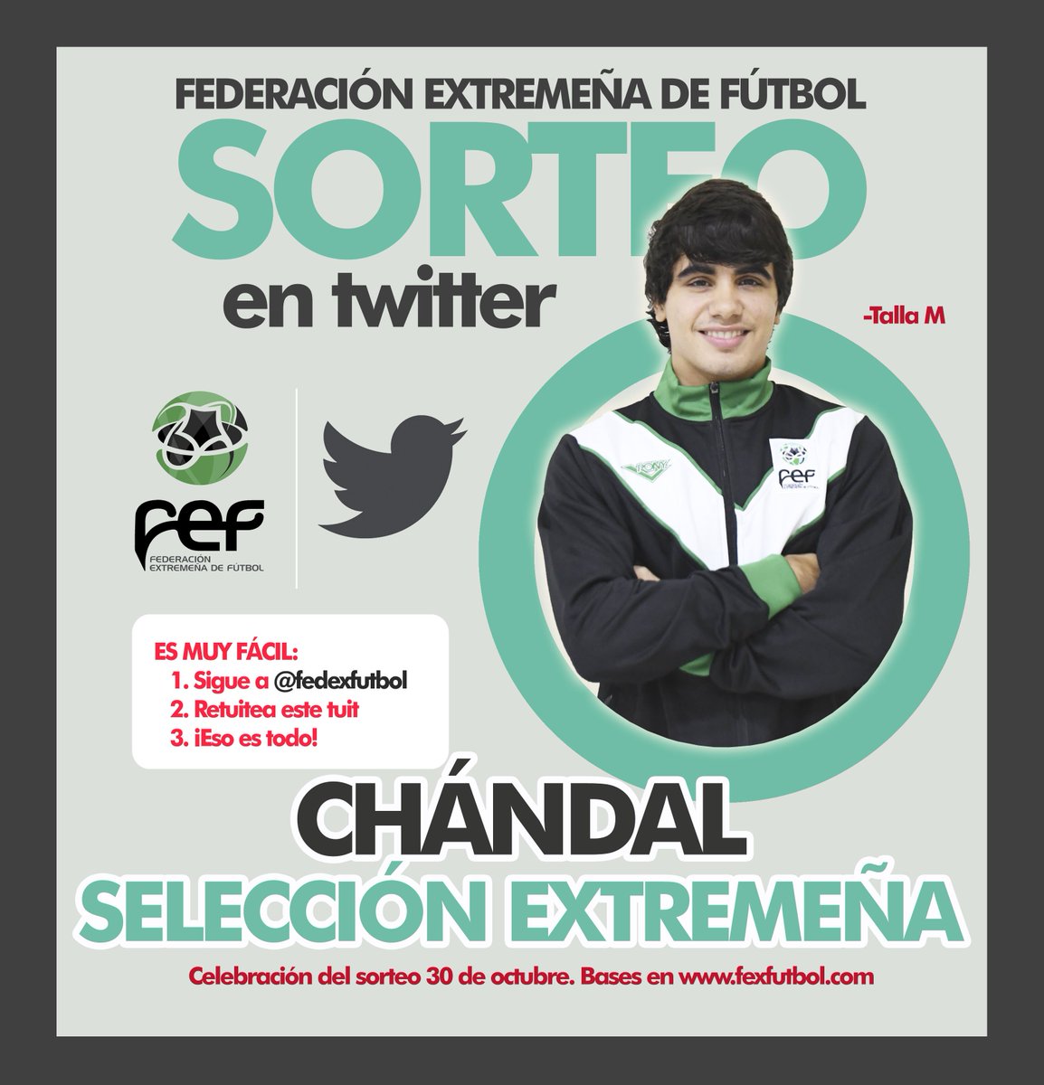 🎲¡SORTEO! ✅Sigue a <a href="/FedExFutbol/">Fexfutbol</a>, 🔁Retuitea este tuit y hazte un #CHANDAL oficial de la #SeleccionExtremeña | ¡ASÍ DE FÁCIL!🙈 |🎁Celebración del sorteo el 30 de octubre 👉¡VAMOS! #SorteosFEXF