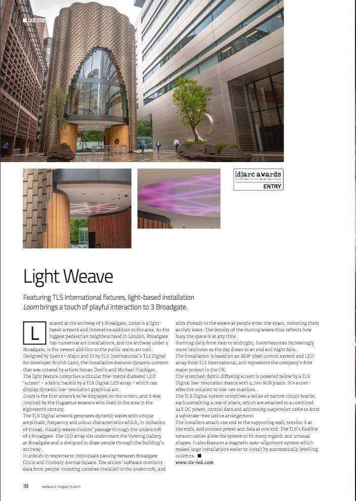 tls_lighting's tweet photo. Innovative, dynamic and unique are just a few of the words used to describe the new installation by TLS - Read more in ARC Magazine! @arc_mag
https://t.co/vex8M6AQCO
#architects #architecture #construction #arcmagazine #loom #broadgate #lightshow https://t.co/i8YmvDgfqS