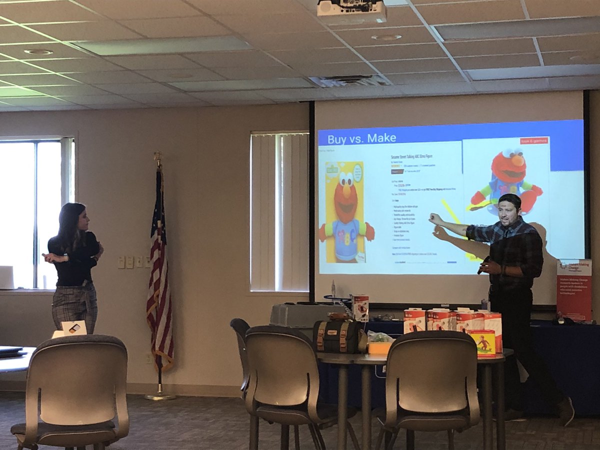 So great to have <a href="/KatieButzuOT/">Katie Butzu</a> and <a href="/MrMarkLyons/">Mark Lyons</a> presenting on Makerspace for Assistive Technology. For me, this is as good as it gets for teachers. Special thanks to <a href="/bcgeek/">John Phillips</a> and <a href="/REMCAssociation/">REMC Association</a> for supporting such great content. #cmakers #creativemakers