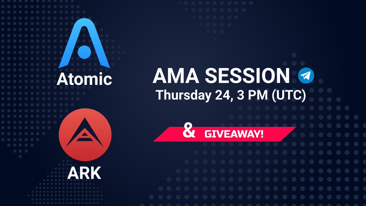 AtomicWallet's tweet photo. ⚡️Join AMA w/ @ArkEcosystem🗓️Oct 24⏲️3 pm UTC. The best questions will be rewarded🎁+ Extra #Giveaway 1000 $ARK &amp; 2000 $AWC to 100 random users!🔥Download Atomic, comment ARK &amp; AWC addresses w/ a screenshot, tag 3 friends, follow us &amp; ARK, retweet &amp; join👉https://t.co/tbCRQf5h1E https://t.co/rQeHY1kzLy