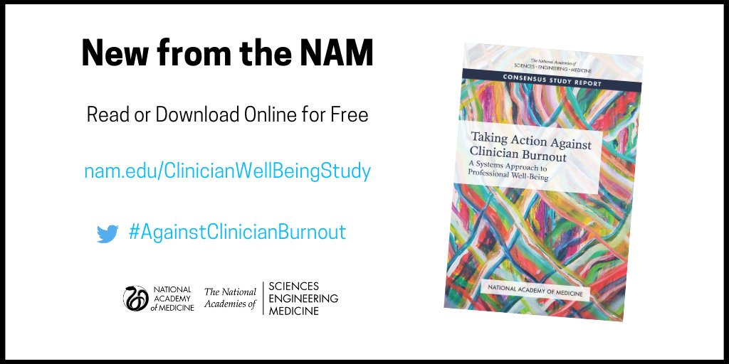 Now available.   On the level of 'To Err is Human' in definining the work ahead. #hpm #hapc #medwelltwitter
 #AgainstClinicianBurnout