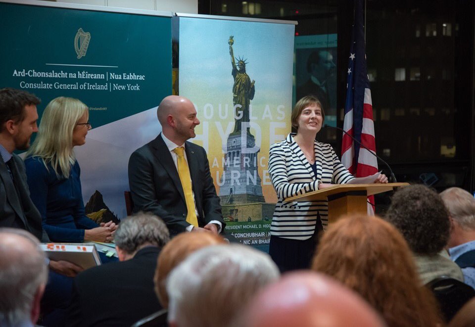 hydefound's tweet photo. A fantastic launch of @UCDPress My American Journey @IrelandinNY last night!Thanks to @HydeWhiskey for refreshments &amp; to @GIHNYU for their support with event.This wonderful book was made possible by generous support @dfatirl &amp; @DeptAHG Tonight, DC @NDIrishStudies &amp; @DanMulhall ! https://t.co/oaM7rPvior