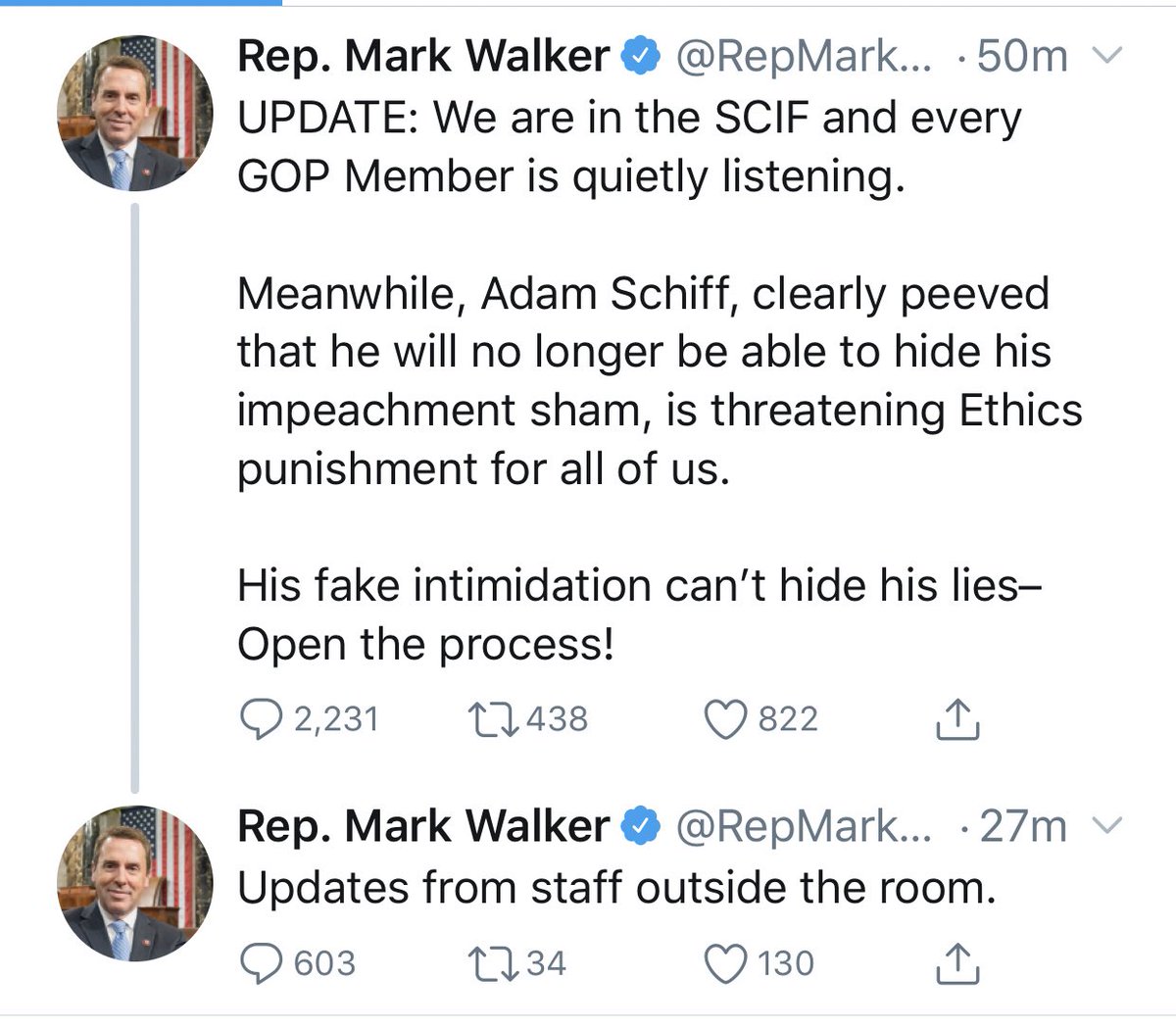 They’re all realizing that live-tweeting from inside SCIF is a huge security breach and now they’re trying to tweet their way out of it.